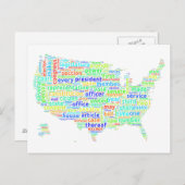Die US-Verfassung - Word Cloud Map über den weißen Postkarte (Vorne/Hinten)