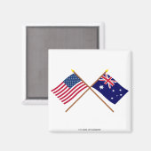 Die USA und Australien überquerten die Flaggen Magnet (Vorderseite/Rückseite)
