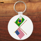 Die USA und Brasilien überquerten die Flaggen Schlüsselanhänger (Vorderseite)