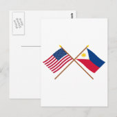 Die USA und die Philippinen überquerten die Fahnen Postkarte (Vorne/Hinten)