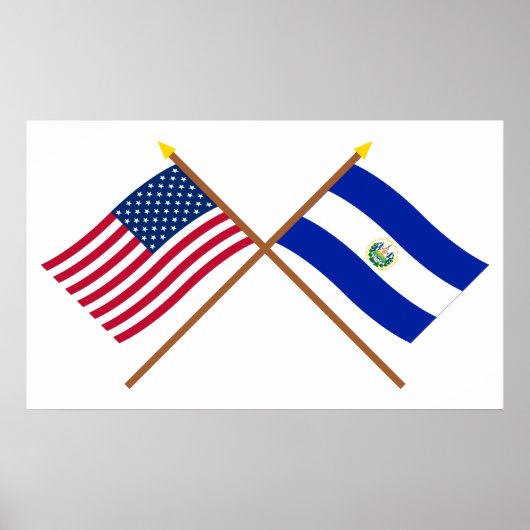 Die USA und El Salvador überquerten die Fahnen Poster (Vorne)