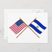 Die USA und El Salvador überquerten die Fahnen Postkarte (Vorne/Hinten)