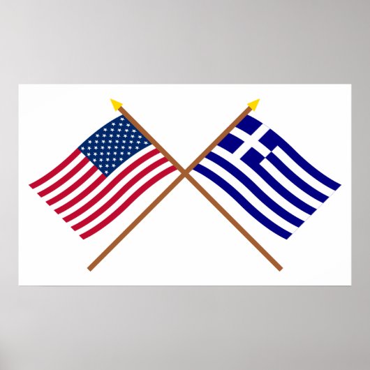 Die USA und Griechenland überquerten die Flaggen Poster (Vorne)