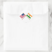 Die USA und Indien überquerten die Fahnen Runder Aufkleber (Tasche)