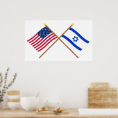 Die USA und Israel überquerten die Fahnen Poster (Küche)