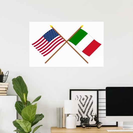 Die USA und Italien überquerten die Fahnen Poster (Heimbüro)