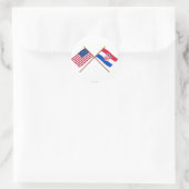 Die USA und Kroatien überquerten die Flaggen Runder Aufkleber (Tasche)