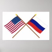 Die USA und Russland überquerten die Fahnen Poster (Vorne)