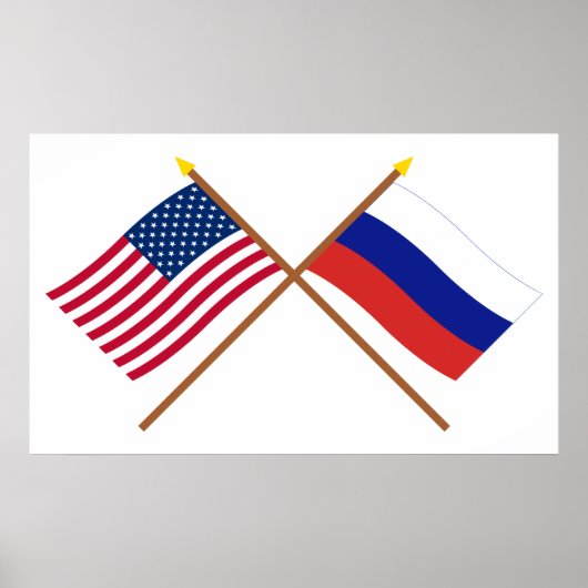 Die USA und Russland überquerten die Fahnen Poster (Vorne)