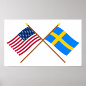 Die USA und Schweden überquerten die Flaggen Poster (Vorne)