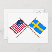 Die USA und Schweden überquerten die Flaggen Postkarte (Vorne/Hinten)