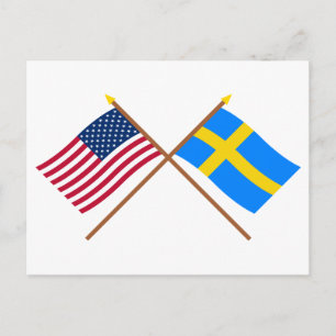 Die USA und Schweden überquerten die Flaggen Postkarte