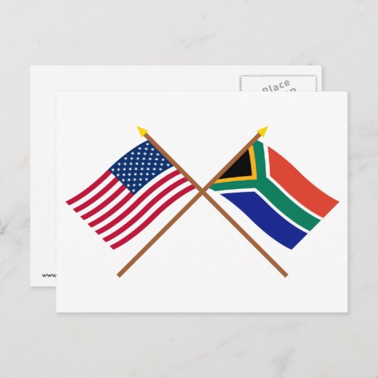Die USA und Südafrika überquerten die Fahnen Postkarte (Vorne/Hinten)