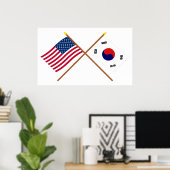 Die USA und Südkorea überquerten die Fahnen Poster (Heimbüro)