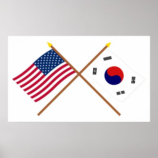 Die USA und Südkorea überquerten die Fahnen Poster (Vorne)