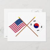 Die USA und Südkorea überquerten die Fahnen Postkarte (Vorne/Hinten)