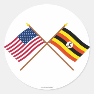 Die USA und Uganda überquerten die Fahnen Runder Aufkleber