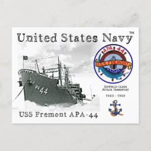 DIE USS FREMONT APA-44 ATTACK TRANSPORT POSTCARD POSTKARTE