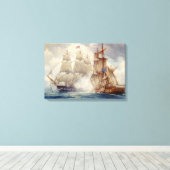 Die USS Verfassung besiegt die Java-Leinwand Friga Leinwanddruck (Insitu (Holzboden))