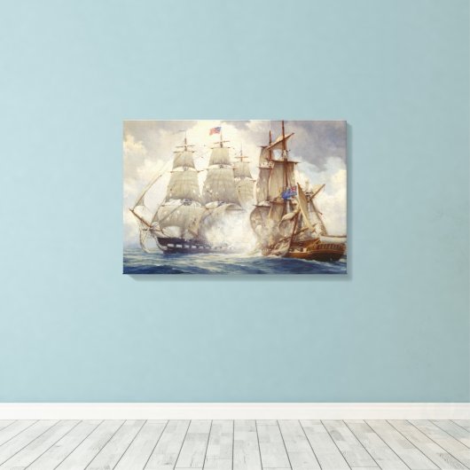 Die USS Verfassung besiegt die Java-Leinwand Friga Leinwanddruck (Insitu (Holzboden))