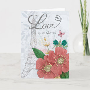 Die Valentinstag-Liebe liegt im Air Floral Eiffel Karte