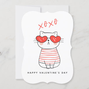Die Valentintagskarte der Funny Red and White Cat Einladung
