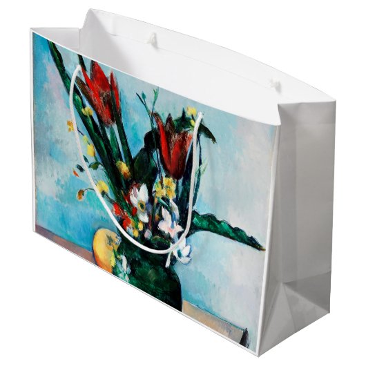 Die Vase von Tulips, Paul Cezanne Große Geschenktüte (Rückseite Schrägansicht)