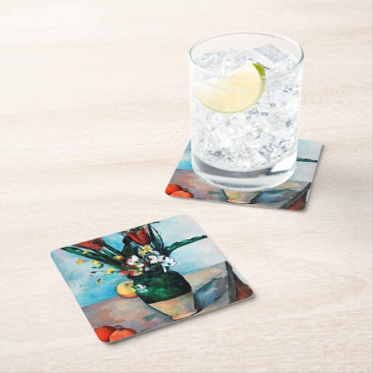 Die Vase von Tulips, Paul Cezanne Rechteckiger Pappuntersetzer (Vor Ort)