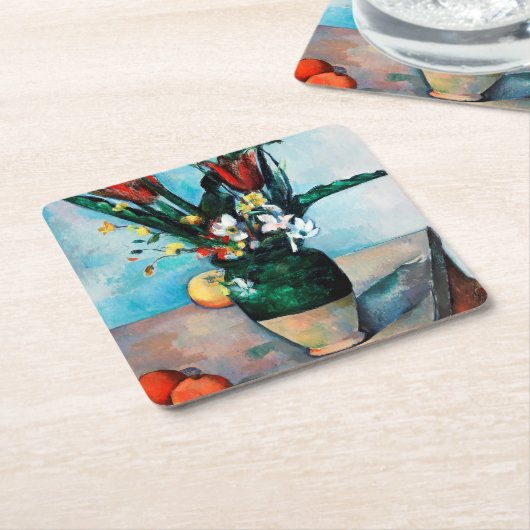 Die Vase von Tulips, Paul Cezanne Rechteckiger Pappuntersetzer (angewinkelt)