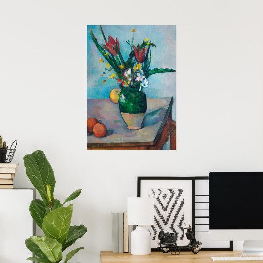 Die Vase von Tulips von Paul Cezanne Poster (Heimbüro)