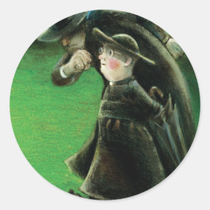 Die Vater-Brown-Leser-Illustration Runder Aufkleber