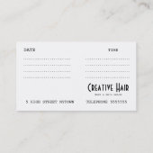 Die Verabredungs-Karte des Friseurs Terminkarte (Rückseite)