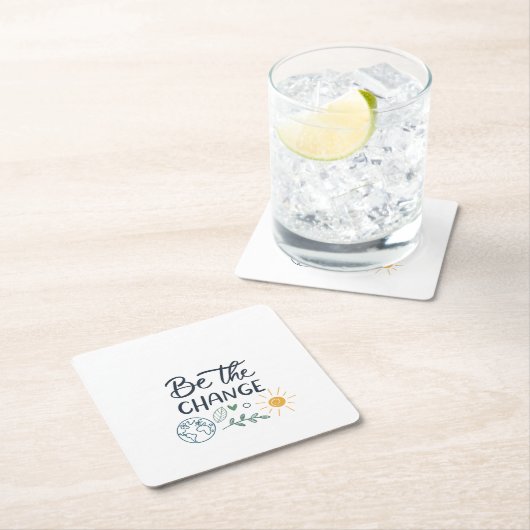 Die Veränderung sein: Positive Transformation stär Rechteckiger Pappuntersetzer (Vor Ort)