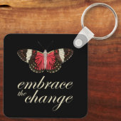 Die Veränderung verkraften - Rosa Schmetterling Schlüsselanhänger (Rückseite)