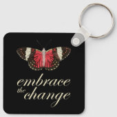 Die Veränderung verkraften - Rosa Schmetterling Schlüsselanhänger (Rückseite)