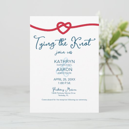 Die Verbindung der knot-chic-heiligen Hochzeit Einladung (Stehend Vorderseite)