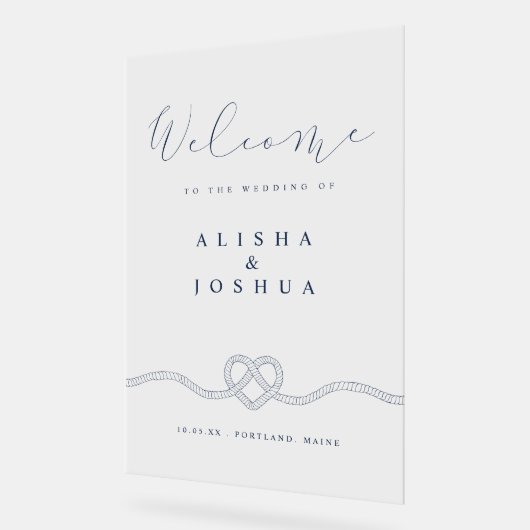 Die Verbindung der KNOT-ROPE-Navy mit der weißen F Acrylschild (Winkel)