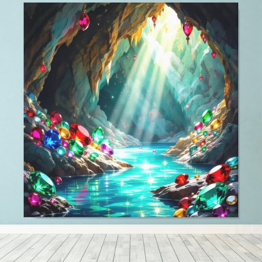 „Die verborgene Schatzhöhle der Edelsteine“ Leinwanddruck (Insitu (Holzboden))