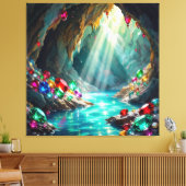 „Die verborgene Schatzhöhle der Edelsteine“ Leinwanddruck (Insitu (Wohnzimmer))