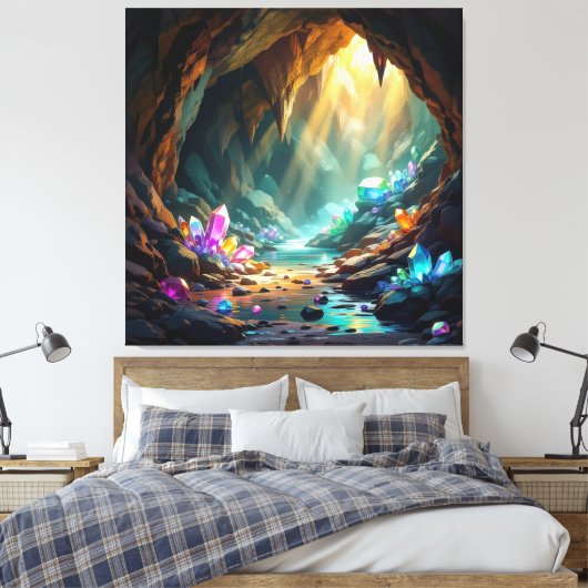„Die verborgene Schatzhöhle der Edelsteine“ Leinwanddruck (Insitu (Schlafzimmer))