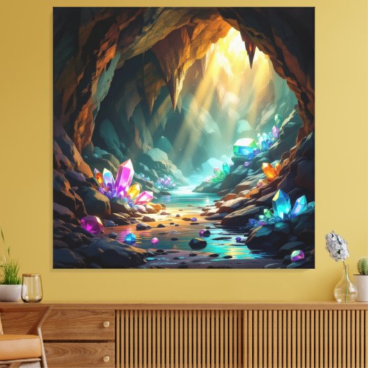 „Die verborgene Schatzhöhle der Edelsteine“ Leinwanddruck (Insitu (Wohnzimmer))