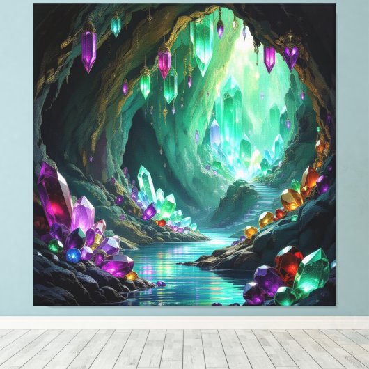„Die verborgene Schatzhöhle der Edelsteine“ Leinwanddruck (Insitu (Holzboden))