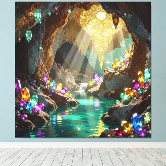 „Die verborgene Schatzhöhle der Edelsteine“ Leinwanddruck (Insitu (Holzboden))