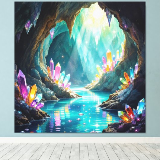 „Die verborgene Schatzhöhle der Edelsteine“ Leinwanddruck (Insitu (Holzboden))