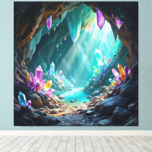 „Die verborgene Schatzhöhle der Edelsteine“ Leinwanddruck (Insitu (Holzboden))