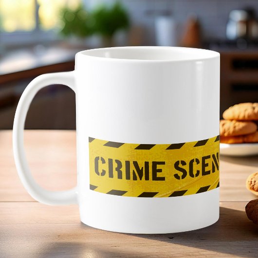 Die Verbrechensszene kreuzen keine gelben Streifen Kaffeetasse