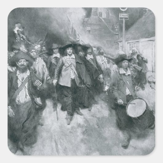 Die Verbrennung von Jamestown Quadratischer Aufkleber (Vorderseite)