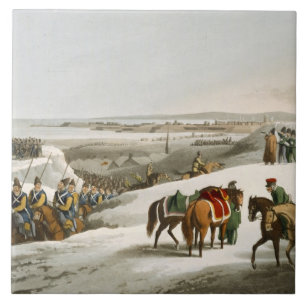 Die Verbündeten vor Dantzic im Winter, graviert Fliese