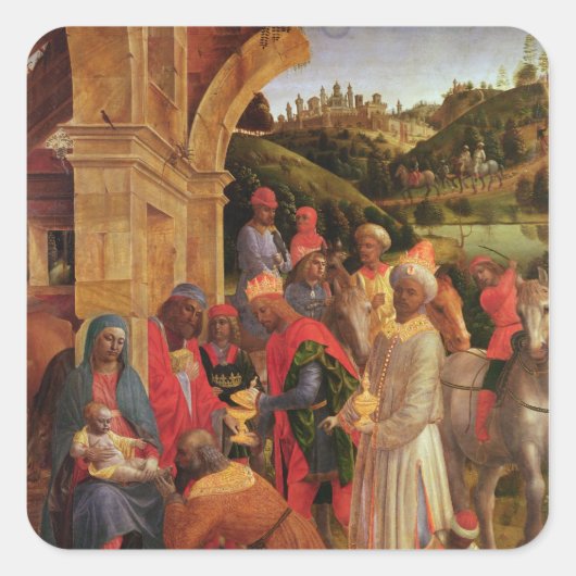 Die Verehrung der Könige Quadratischer Aufkleber (Vorderseite)
