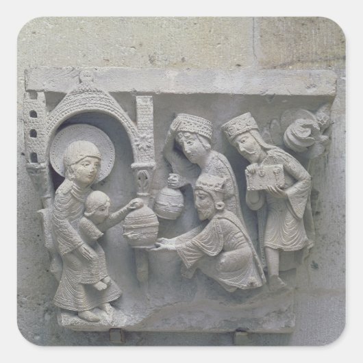 Die Verehrung der Magi Quadratischer Aufkleber (Vorderseite)